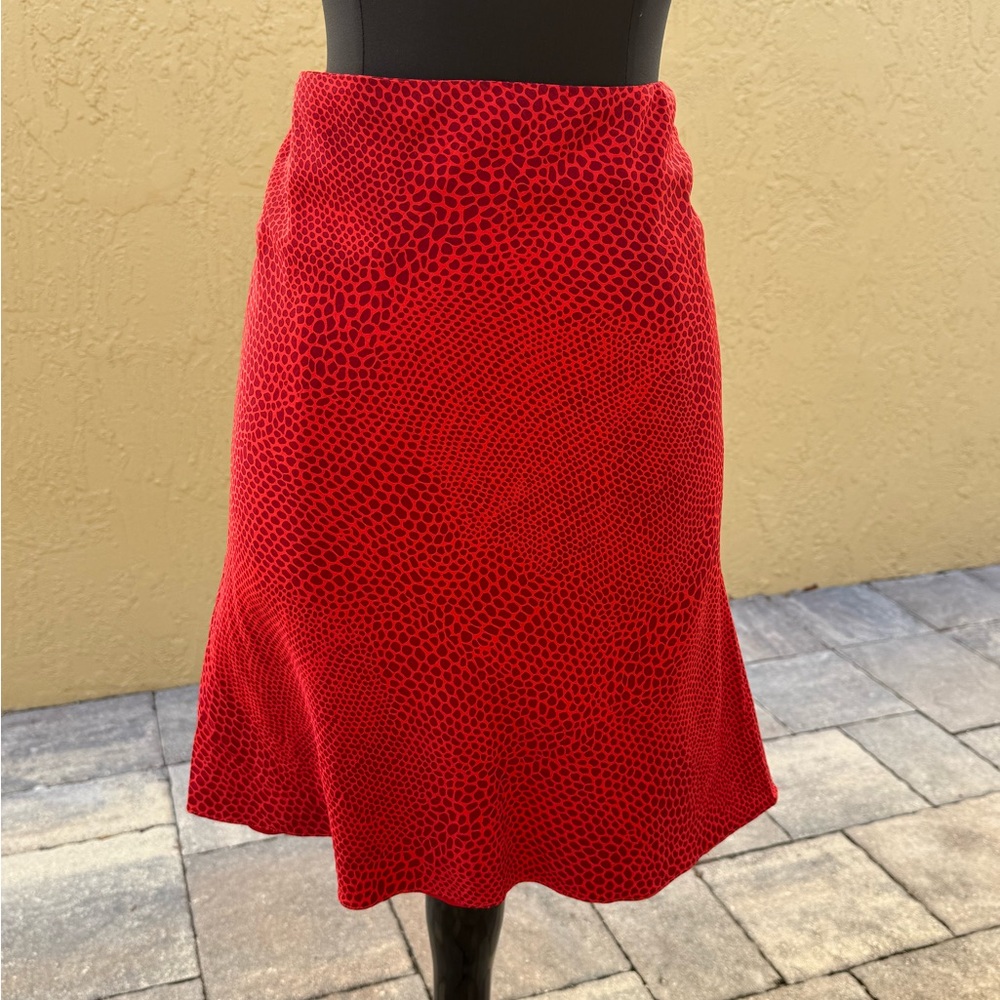 Y2K Vintage SPOONER Prague Red Silk Animal Print Realisation Par Skirt Sz 6/M - Picture 4 of 10